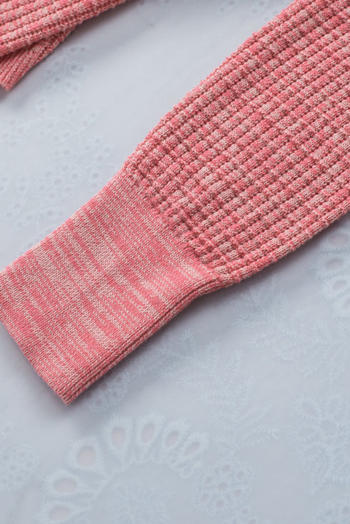 Wrap V Neck Waffle Sweater